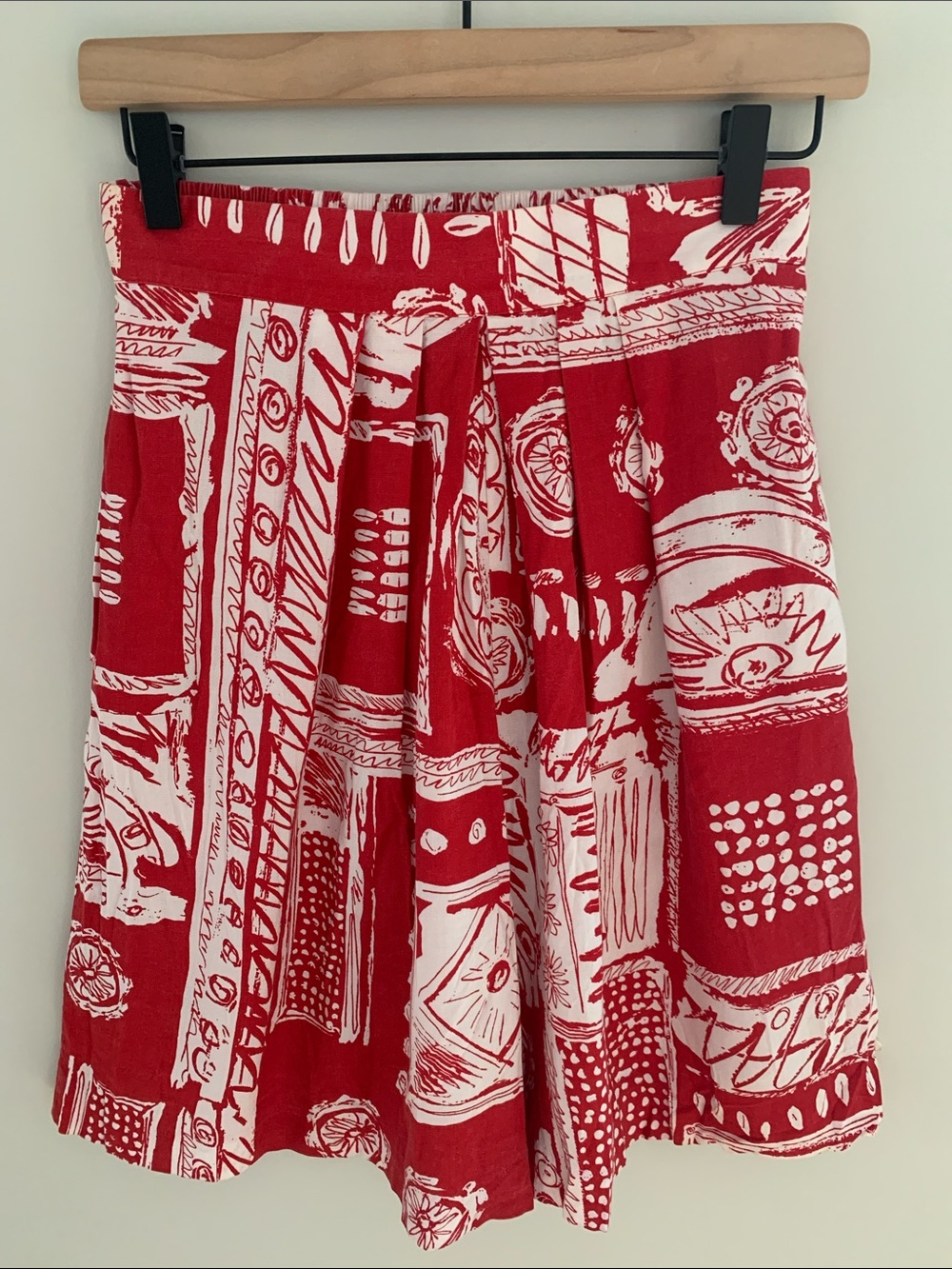 Ali Miles Vintage Baggy Fit Abstract Print Bermuda Shorts Made In USA Red White
